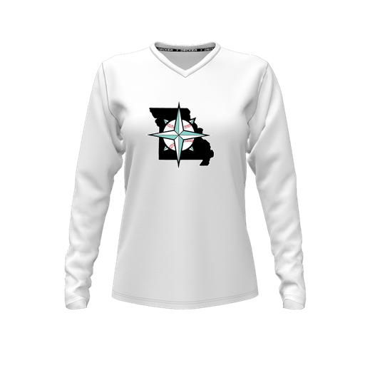 [FTLVCFWH-FYXS-LOGO3] Comfort T-Shirt (Female Youth XS, White, V Neck, Logo 3, Long Sleeve)