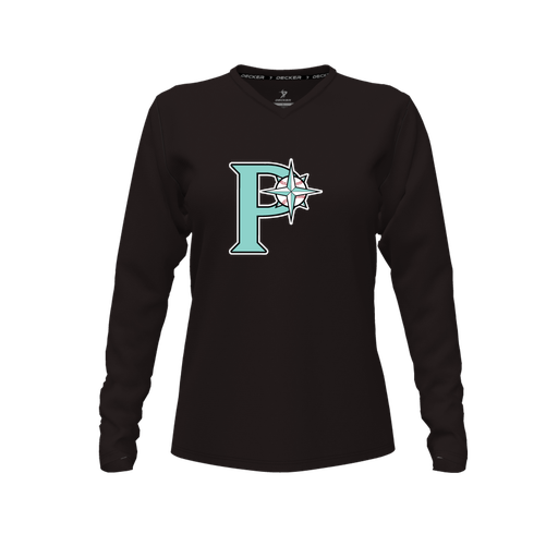 [FTLVCFBK-FYXS-LOGO1] Comfort T-Shirt (Female Youth XS, Black, V Neck, Logo 1, Long Sleeve)