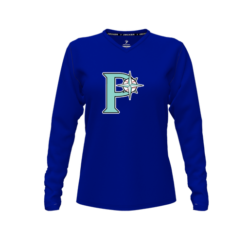 [FTLVCFRY-FYXS-LOGO1] Comfort T-Shirt (Female Youth XS, Royal, V Neck, Logo 1, Long Sleeve)