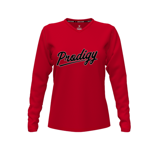[FTLVCFRD-FYXS-LOGO2] Comfort T-Shirt (Female Youth XS, Red, V Neck, Logo 2, Long Sleeve)