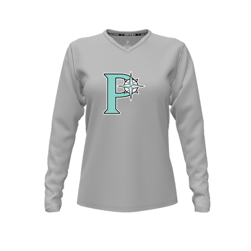 [FTLVCFGY-FYXS-LOGO1] Comfort T-Shirt (Female Youth XS, Gray, V Neck, Logo 1, Long Sleeve)
