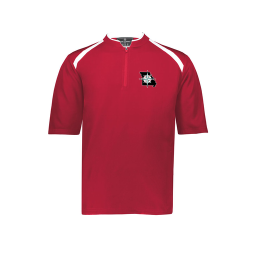 [229581-AS-RED-LOGO3] Men's Dugout Short Sleeve Pullover (Adult S, Red, Logo 3)
