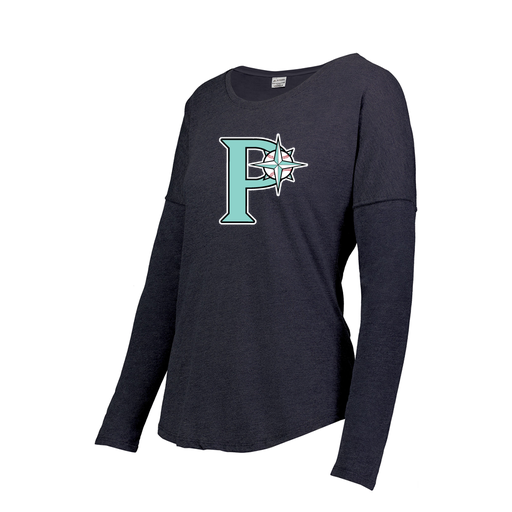 [FTLCUBNV-FAXS-LOGO1] Decker Women's Tri-Blend T-Shirt - Long Sleeve (Female Adult XS, Navy, Logo 1)